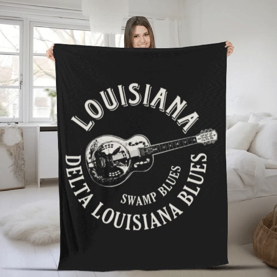 Louisiana Delta Blues Swamp Blues Guitar Fleece Blankets