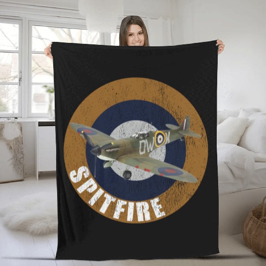 Famous WW2 Planes Supermarine Spitfire Fleece Blankets