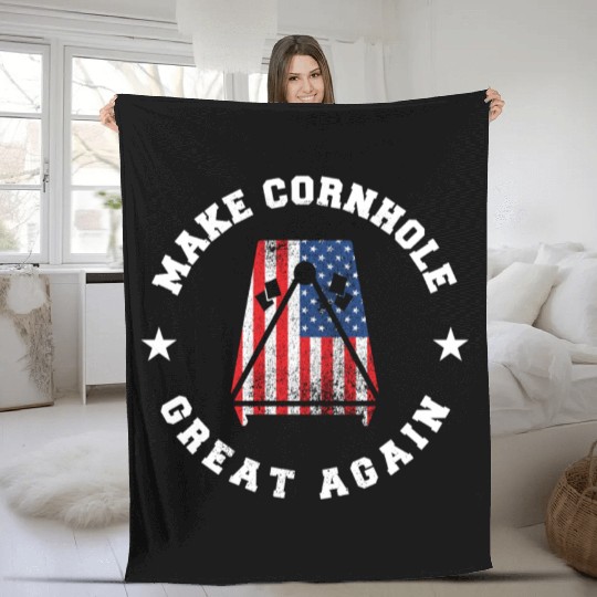 Make Cornhole Great Again Funny USA Gift Fleece Blankets