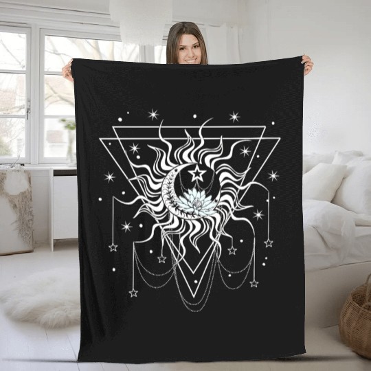sun moon star Fleece Blankets