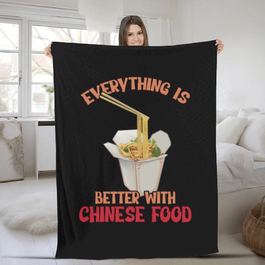 Chinese Food Expert Asian eating Noodles Foodie Fleece Blankets