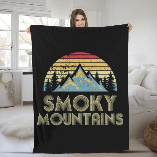 Vintage Smoky Mountains National Park Fleece Blankets
