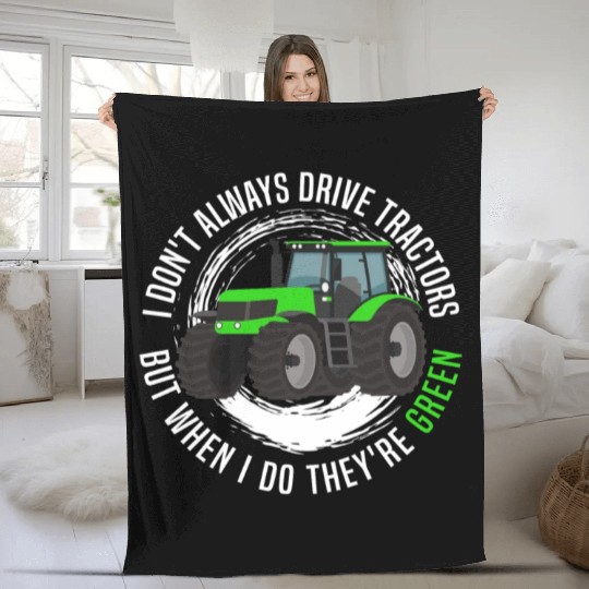 Green Tractor Fleece Blankets