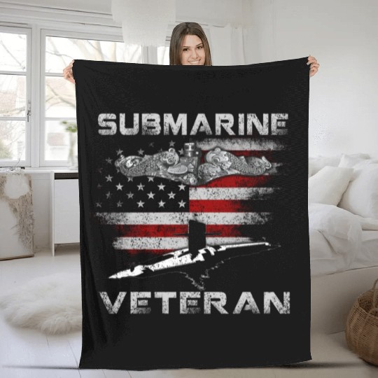 Vintage US Navy Submarine Service Veteran Fleece Blankets
