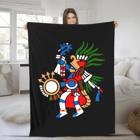 Aztec Symbol Aztec God of War Huitzilopochtli Fleece Blankets