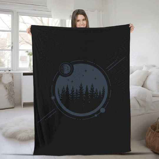 Modern Geometric Nature Forest Astronomy Planets Fleece Blankets