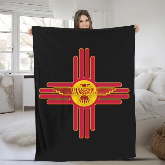 New Mexico Flag Zia Symbol Floral Nature Eagle So Fleece Blankets