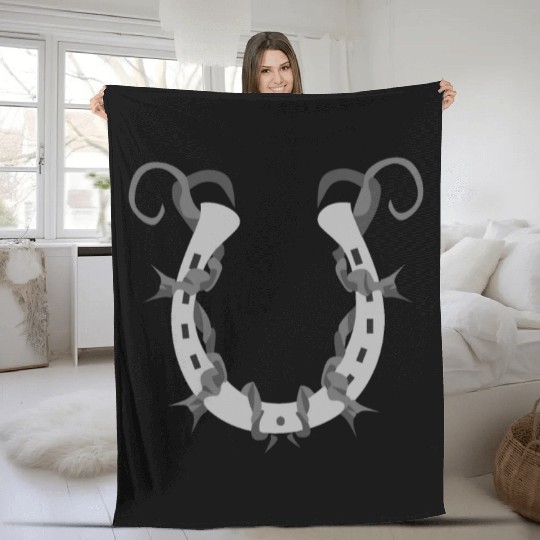 Horseshoe Wrapped in Barbed Wire Fleece Blankets