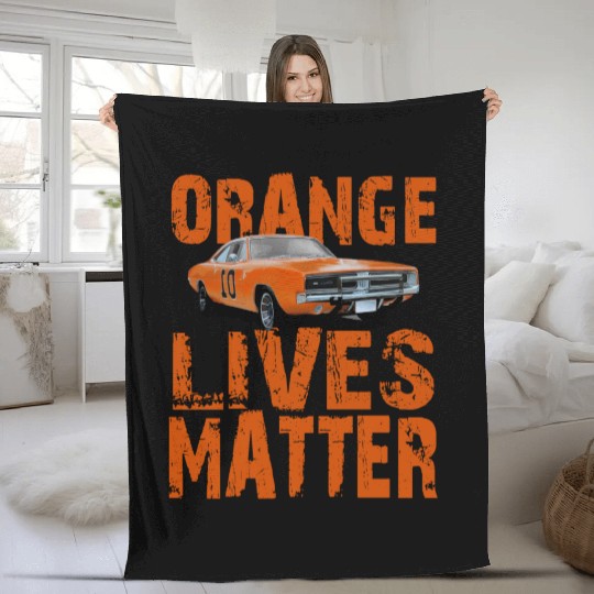 General Lee Dukes Of Hazzard Retro Orange Lives Fleece Blankets