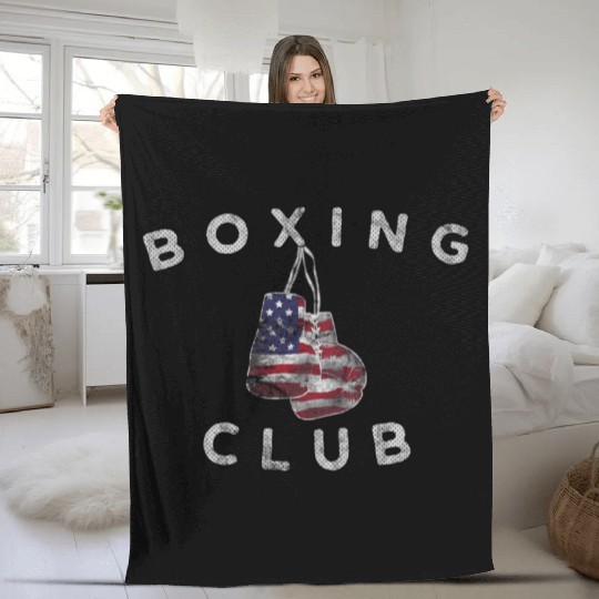 Boxing Club Vintage US Flag Boxing Gloves Fleece Blankets