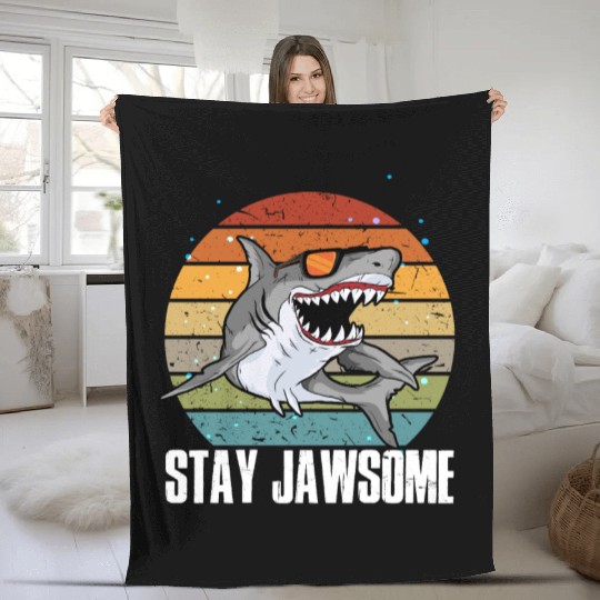 Stay Jawsome Shark Jaws Dangerous Aquatic Creature Fleece Blankets