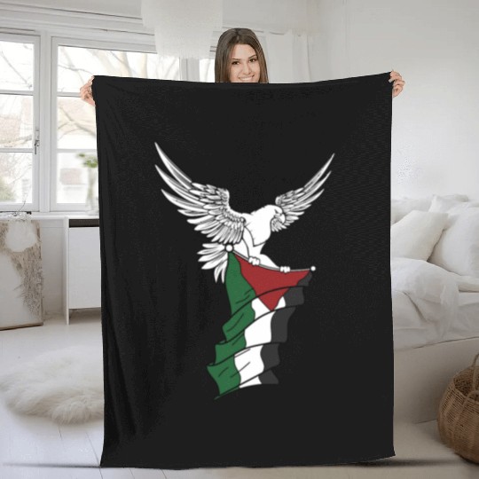 Free Palestine Palestinian Flag Bird Eagle Palesti Fleece Blankets