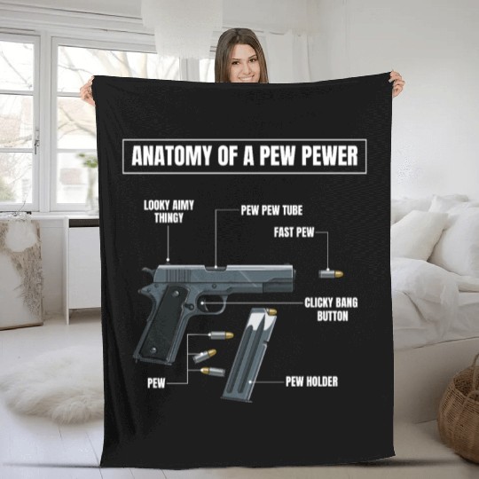 Anatomy| Pew Pewer| Pistol| Bullets| Magazine Fleece Blankets