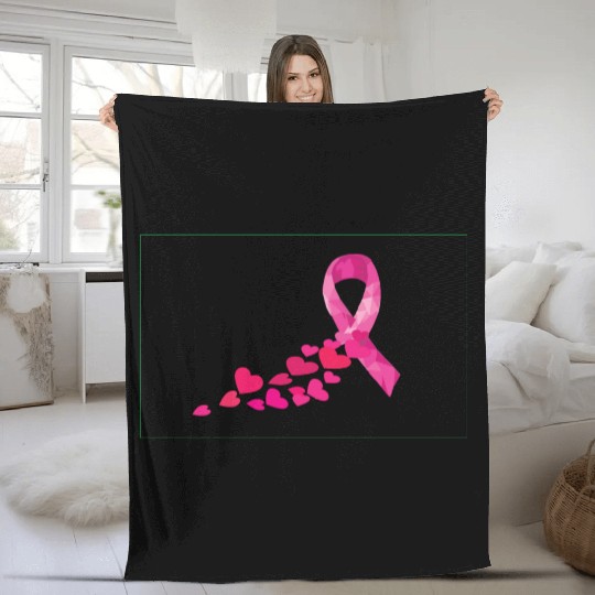Pink Ribbon Breast Cancer Awareness Love Fleece Blankets