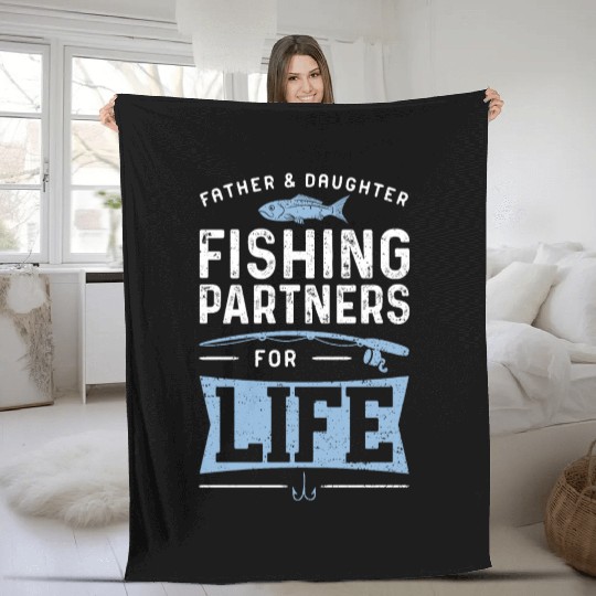 Father And Daughter Fishing Partners For Life - Fi Fleece Blankets