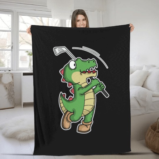 Tyrannosaurus-Rex Crocodile plays Golf Fleece Blankets