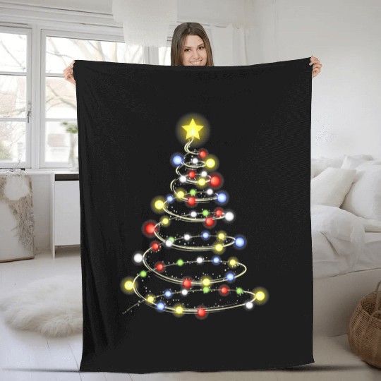 christmas tree christmas light Fleece Blankets