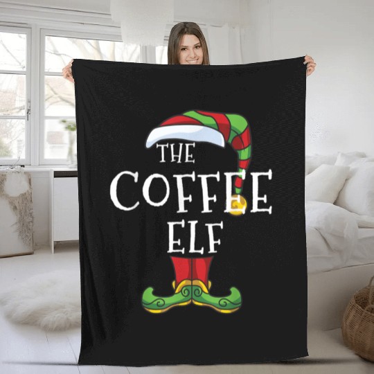 Coffee Elf Family Matching Christmas Group Gift Fleece Blankets