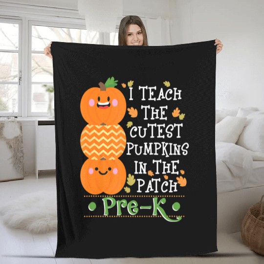 The Pumpkins In Patch Pre K Halloween Teacher Fleece Blankets