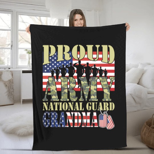 Proud Army National Guard Grandma Fleece Blankets