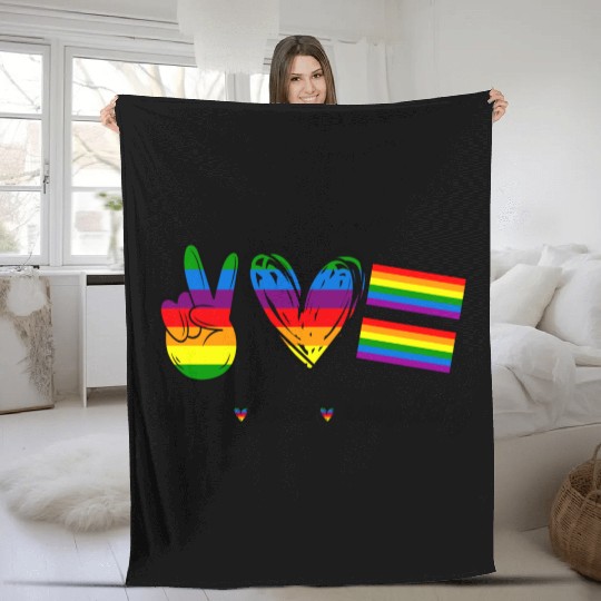 LGBT Peace Love Equality Funny Fleece Blankets