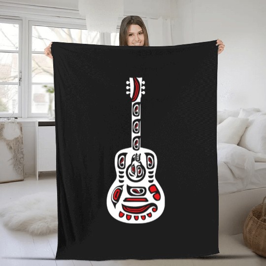 Haida Guitar T Tattoo Musician Gift Idea Fleece Blankets