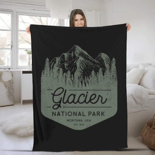 Glacier National Park Hiking Montana Fleece Blankets