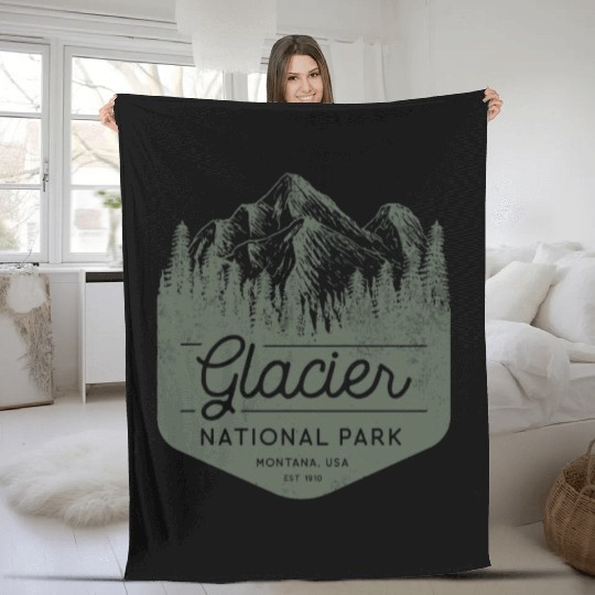 Glacier National Park Hiking Montana Fleece Blankets