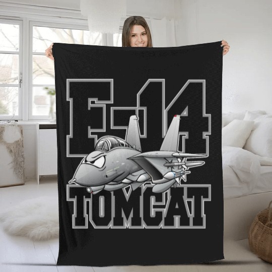F-14 Tomcat Military Fighter Jet Aircraft Cartoon Fleece Blankets