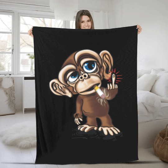 Dude Monkey Fleece Blankets