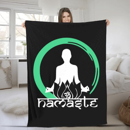 Yoga Namaste Ohm Lotus Gift Relax Fleece Blankets