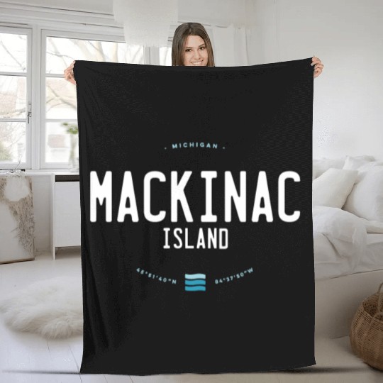 Mackinac Island Michigan Beach Waves Fleece Blankets