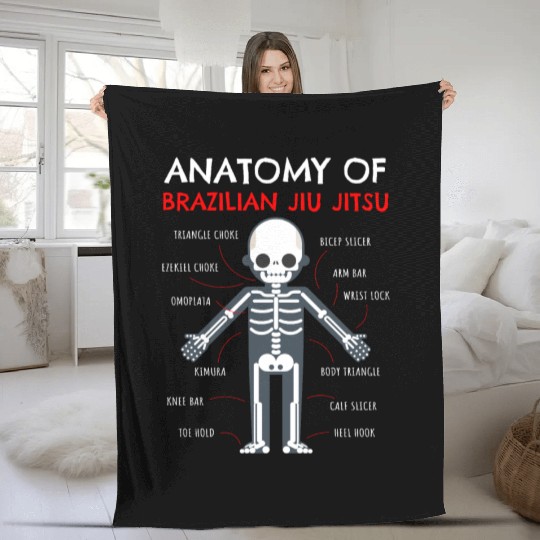 Jiu Jitsu Gifts Anatomy Brazilian Jiu Jitsu Funny Fleece Blankets