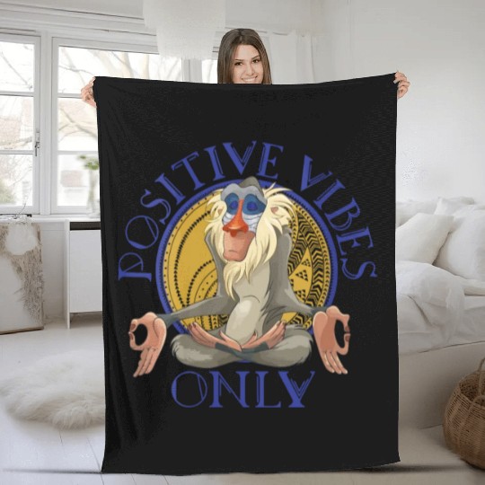 Lion King Rafiki Meditating Positive Vibes Only Fleece Blankets