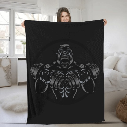 Strong Gorilla Fleece Blankets