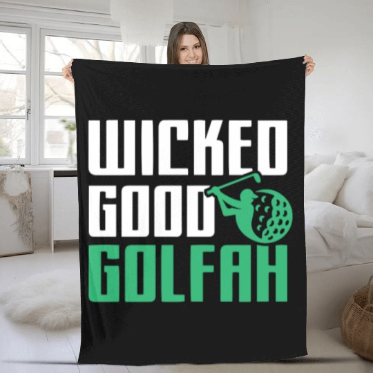 Funny New England Accent, Wicked Good Golfer Gift Fleece Blankets