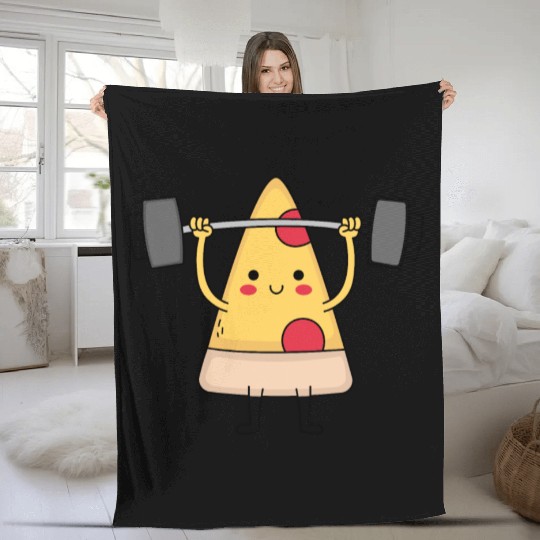 Pizza Gym Fleece Blankets