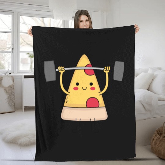Pizza Gym Fleece Blankets