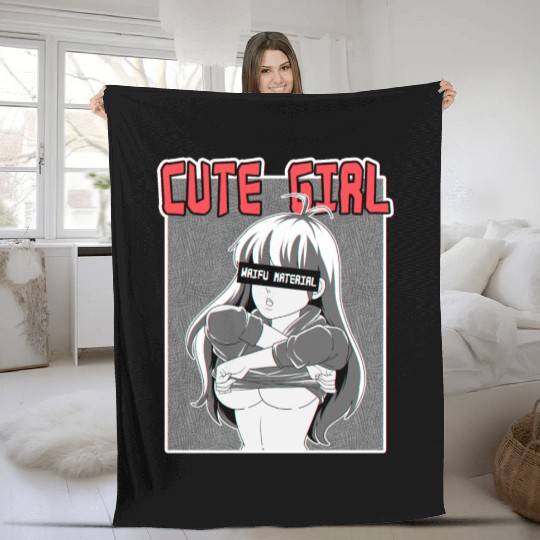 hen Otaku Manga Anime Girl Waifu Material Fleece Blankets