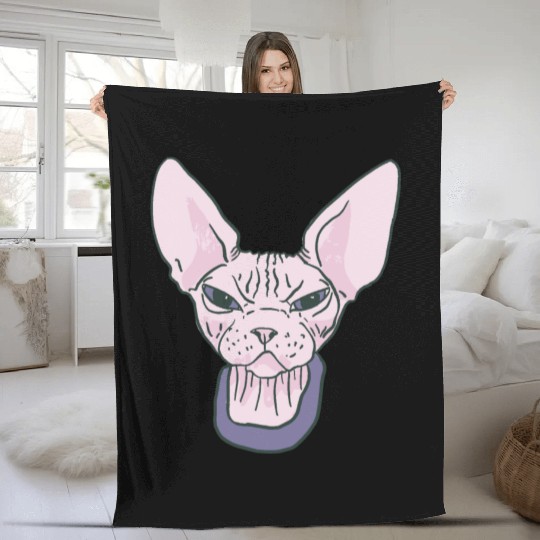 grumpy catpinkGrumpy Sphinx Cat - Purple Fleece Blankets