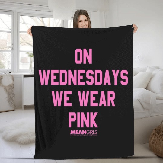 Mean Girls Pink On Wednesday Square Text Fleece Blankets