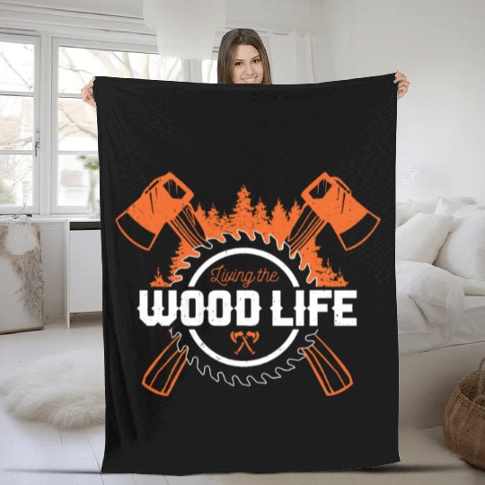 Lumberjack Forester Chainsaw gift idea Fleece Blankets
