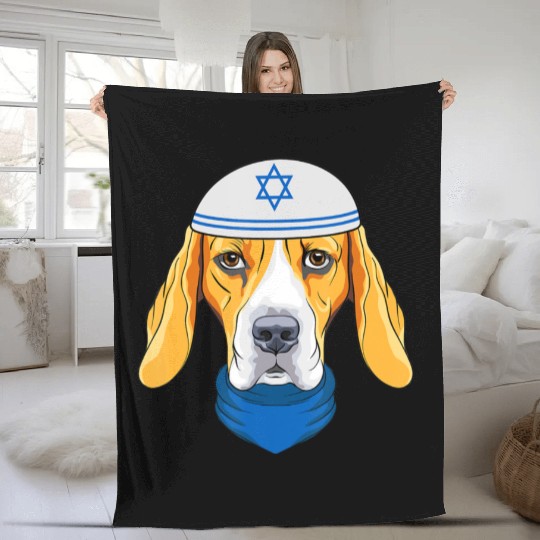 Cute Beagle Hanukkah Funny Dog Lover Jewish Gift Fleece Blankets
