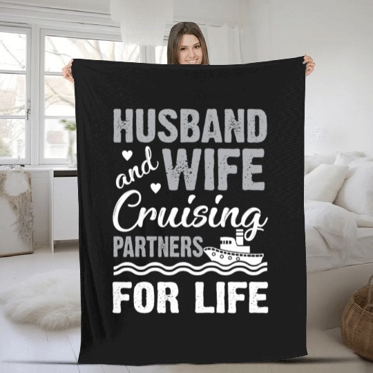 Cruising Partner Couple Cruise Ship Husband Wife Fleece Blankets
