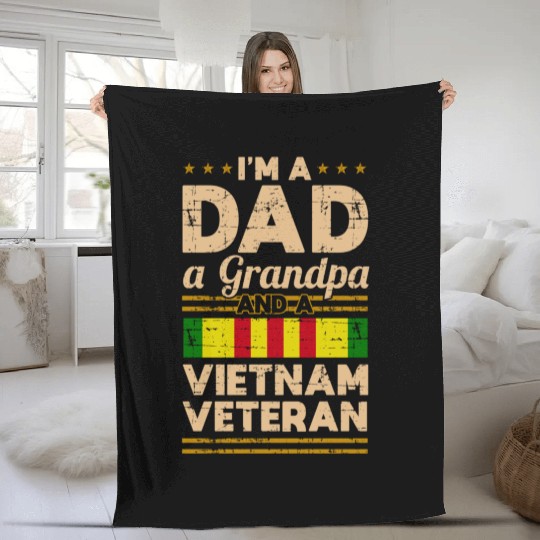 Dad Grandpa Vietnam Veteran Vintage Fleece Blankets