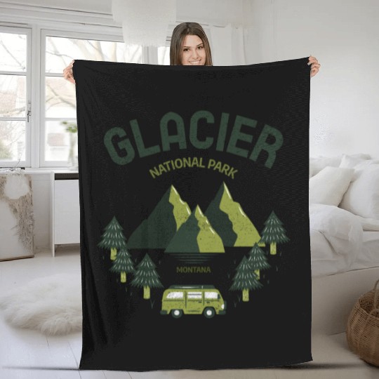 Glacier National Park Montana Travel Fleece Blankets