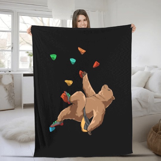Grizzly Bouldering and Rock Climbing Gift Fleece Blankets