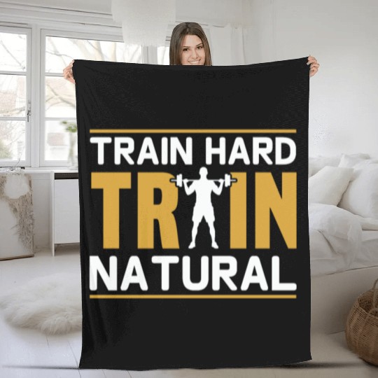 Train hard train natural Fleece Blankets