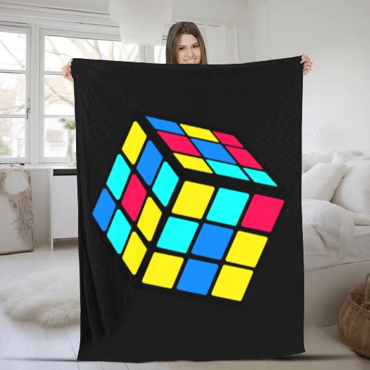 90s 80 Trendy Nostalgia Cube Fleece Blankets