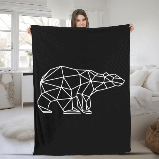 Polar Bear Geometry Fleece Blankets